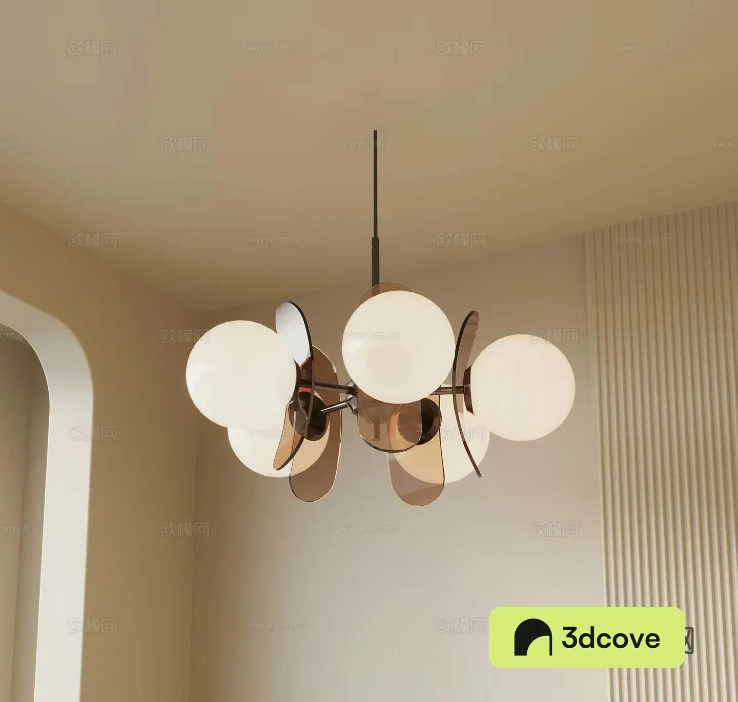 Medium style glass chandelier decorative chandelier 3d model