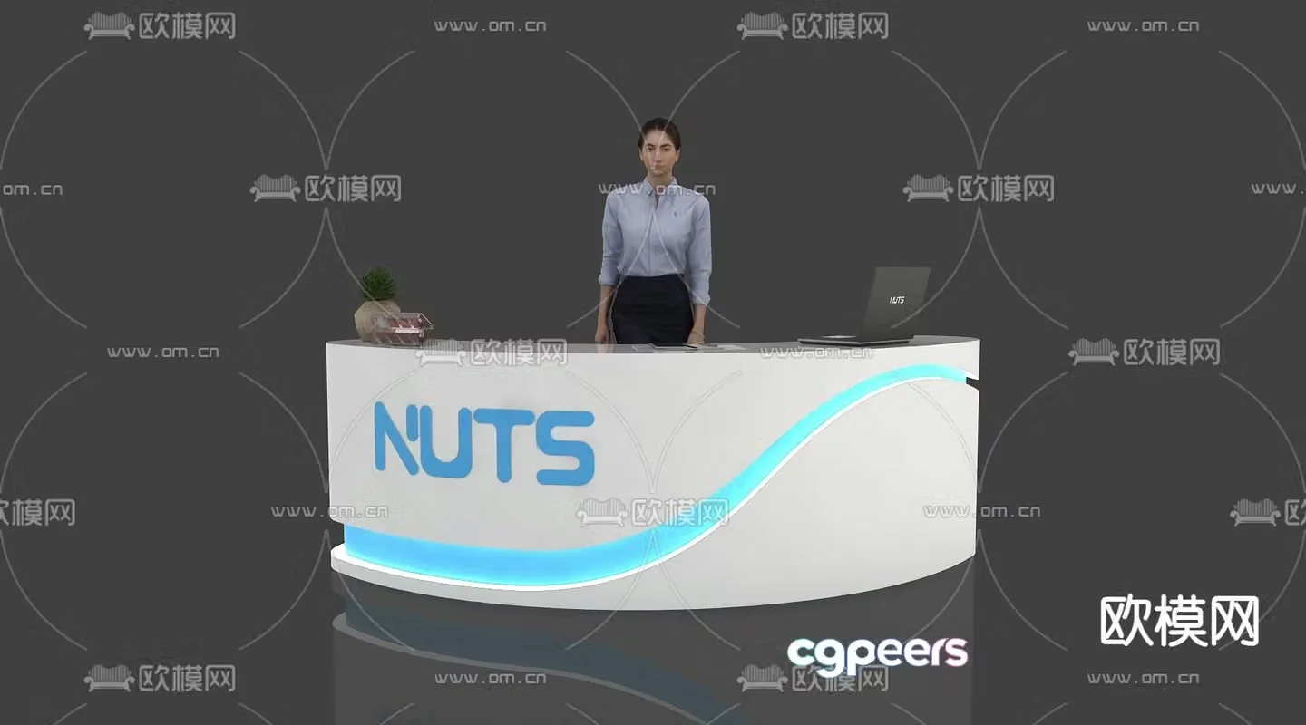 Modern reception desk front desk service desk information desk 3d model