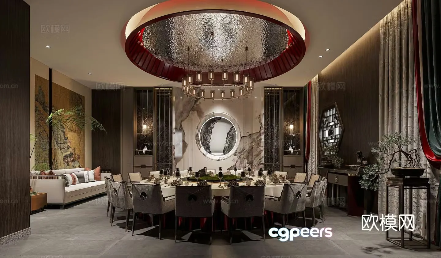 New Chinese restaurant private room 3D model