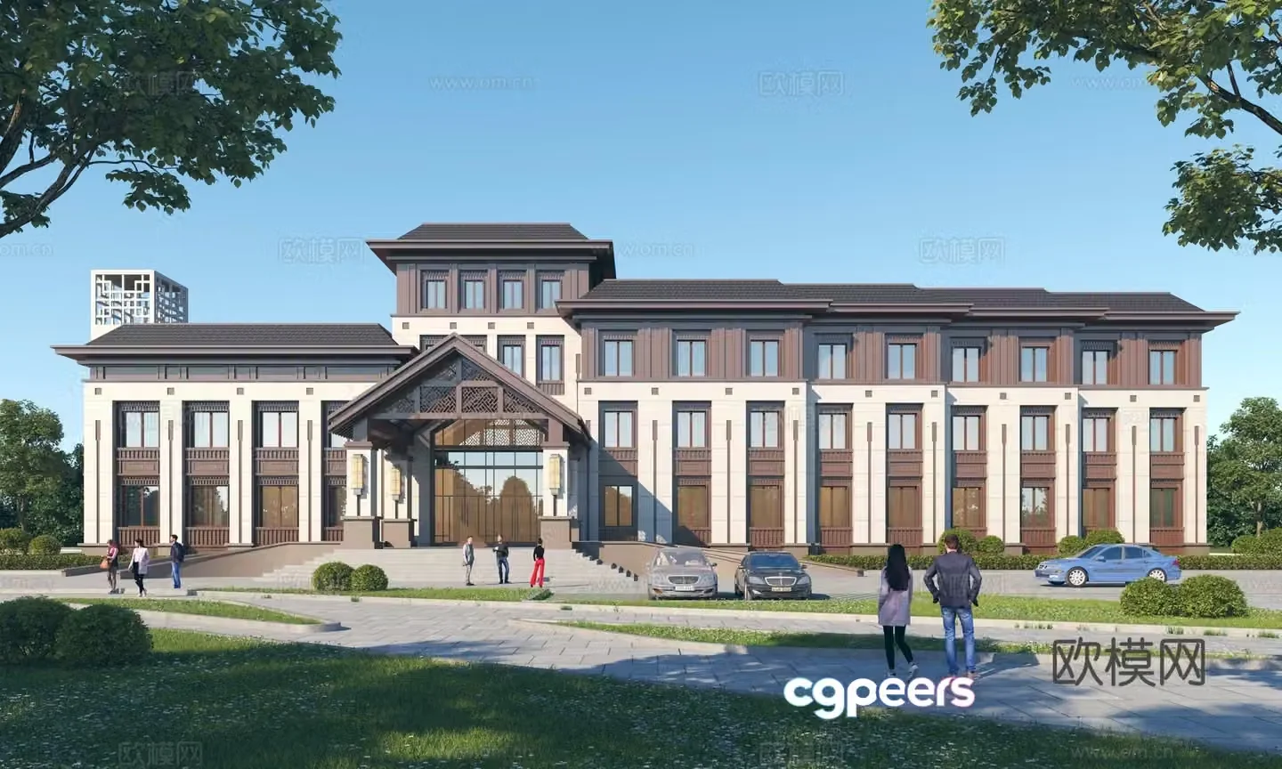 New Chinese hotel exterior club appearance 3D model