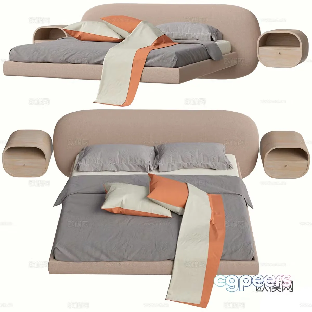 Modern Nordic children’s fabric bed 3D model