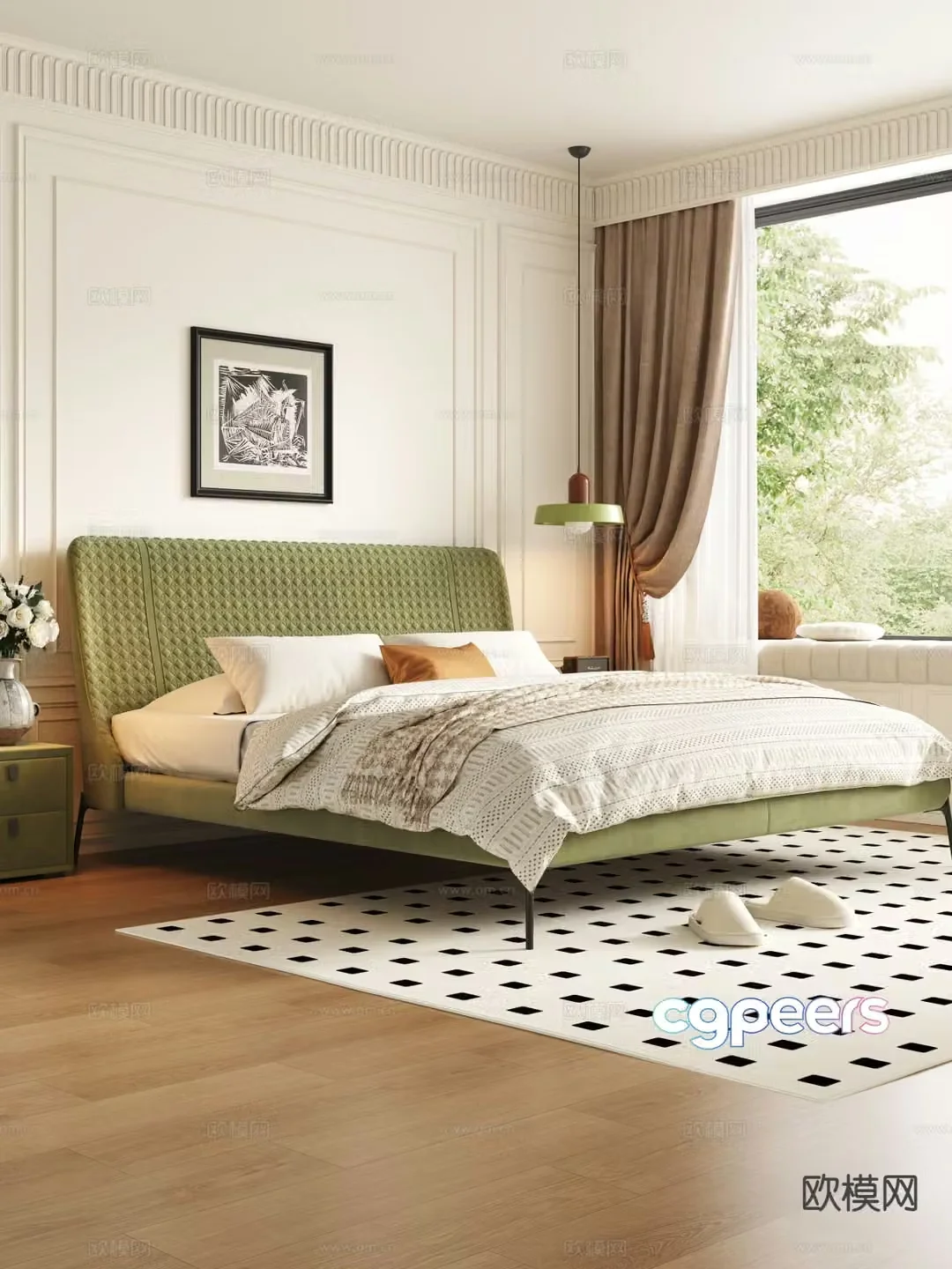 Nordic double bed 3d model