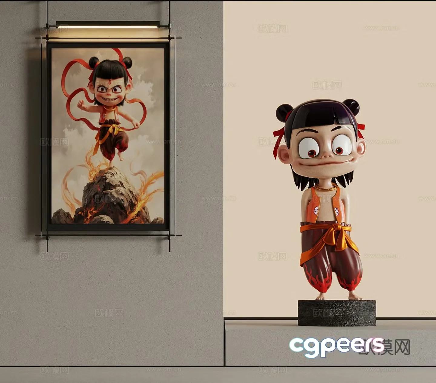 27 Nezha Characters ornaments Decorative painting 3D model