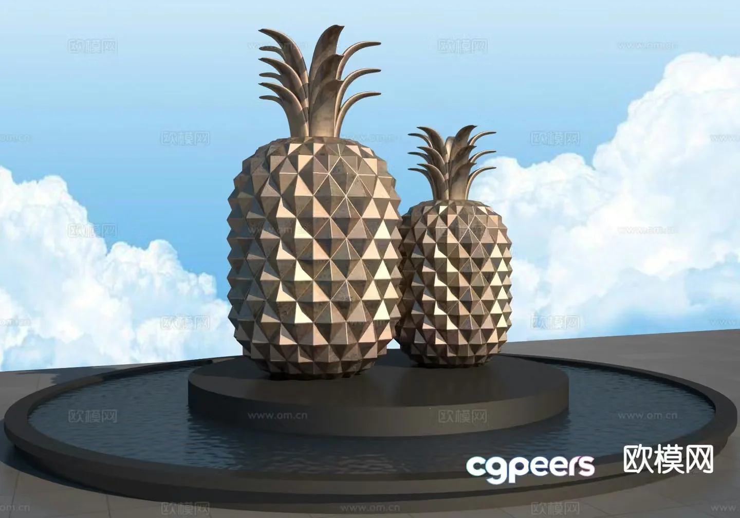 Pineapple sculpture urban sculpture 3d model