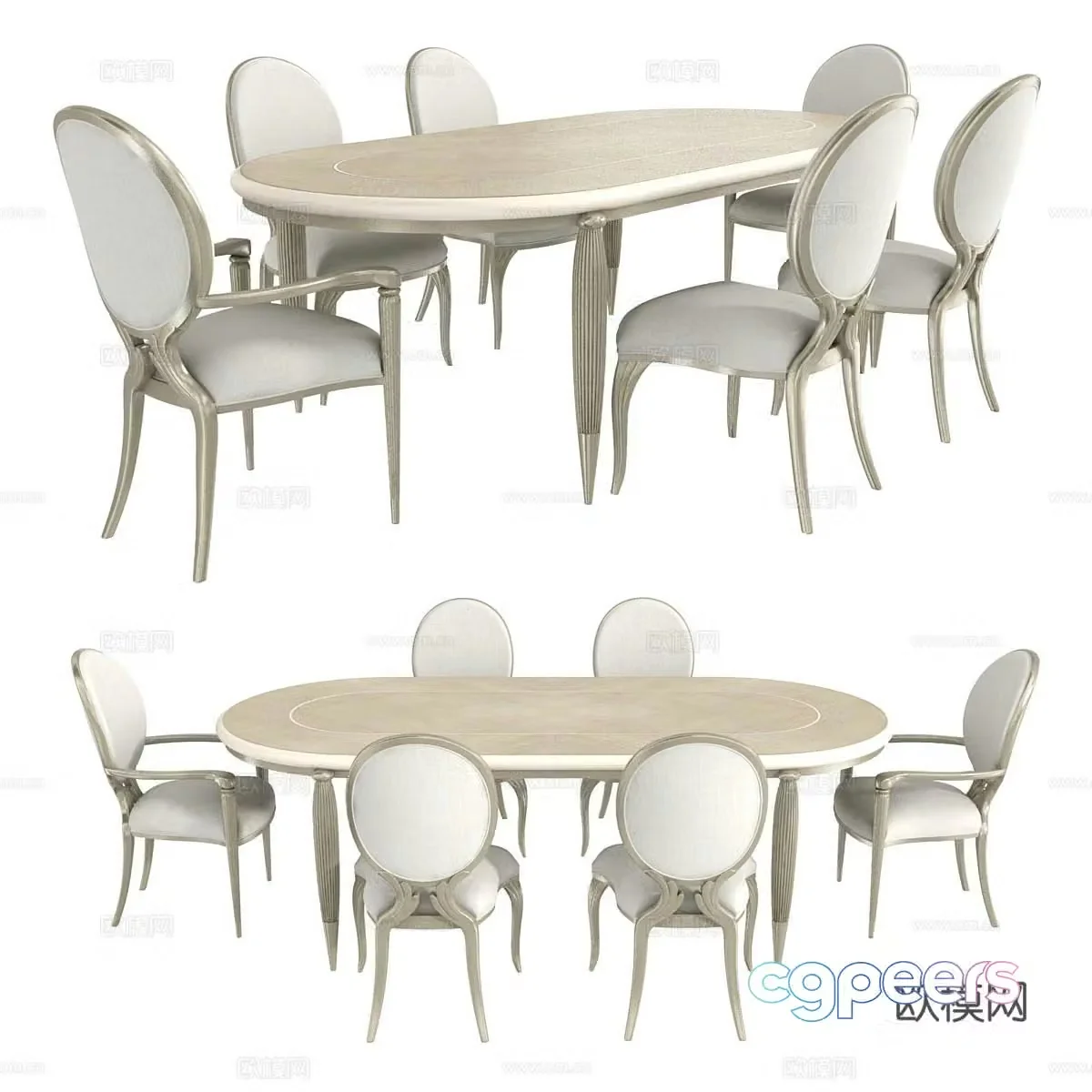 Table dining and chair combination 3D model