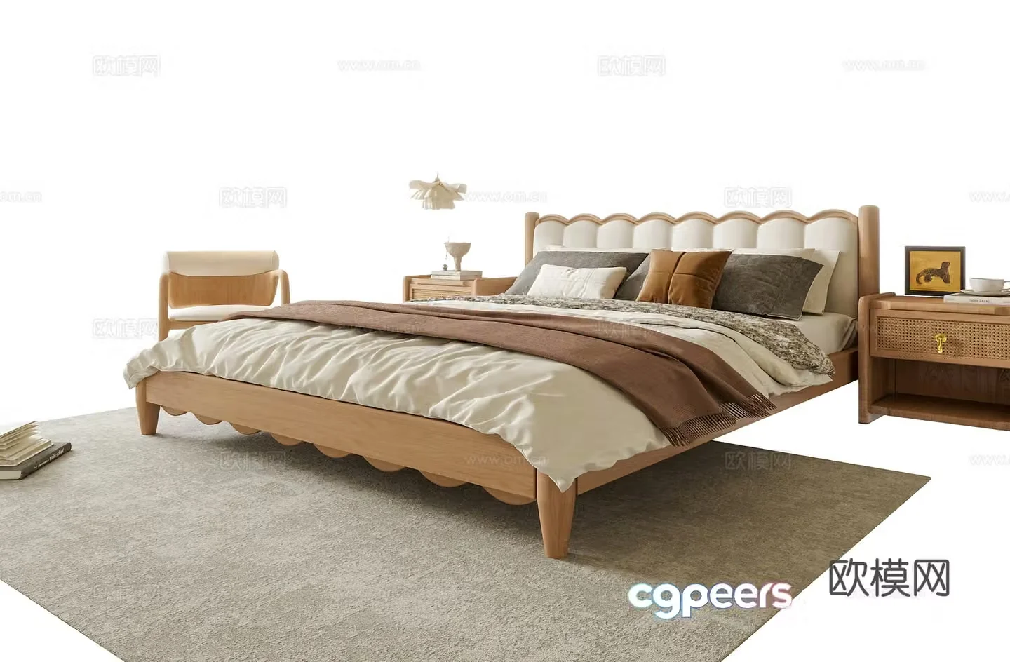 Modern double bed 3d model