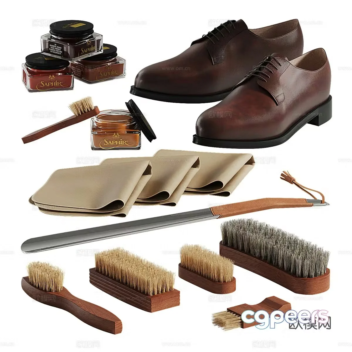 American retro shoe shining tool 3d model