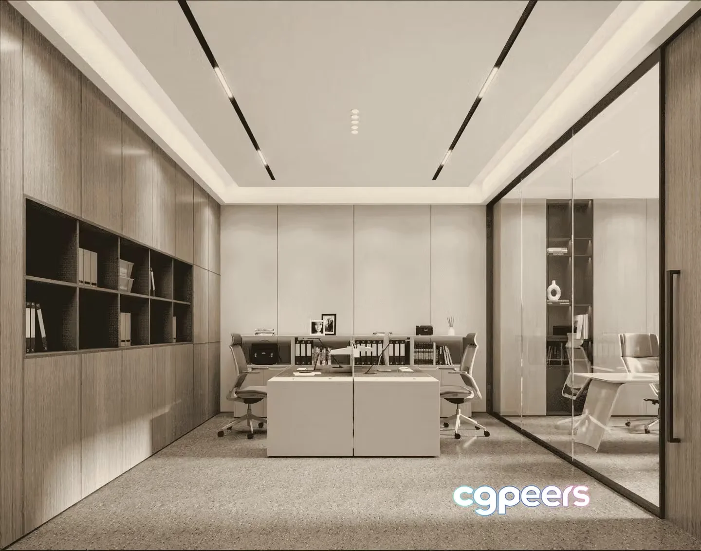 Modern Office Space 3D Model – 10071 – VRAY Render