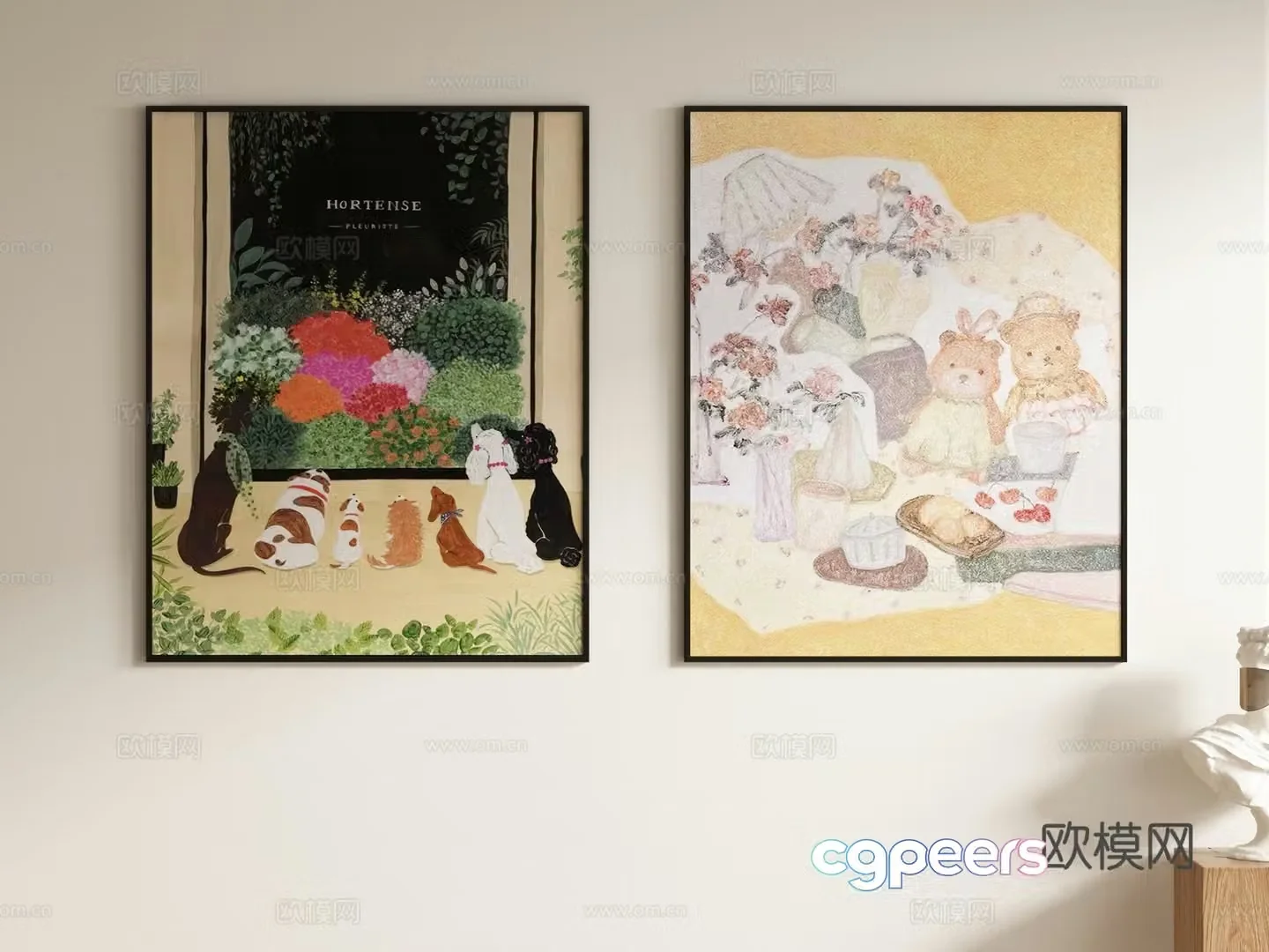 Cartoon painting decorative painting hanging painting 3d model