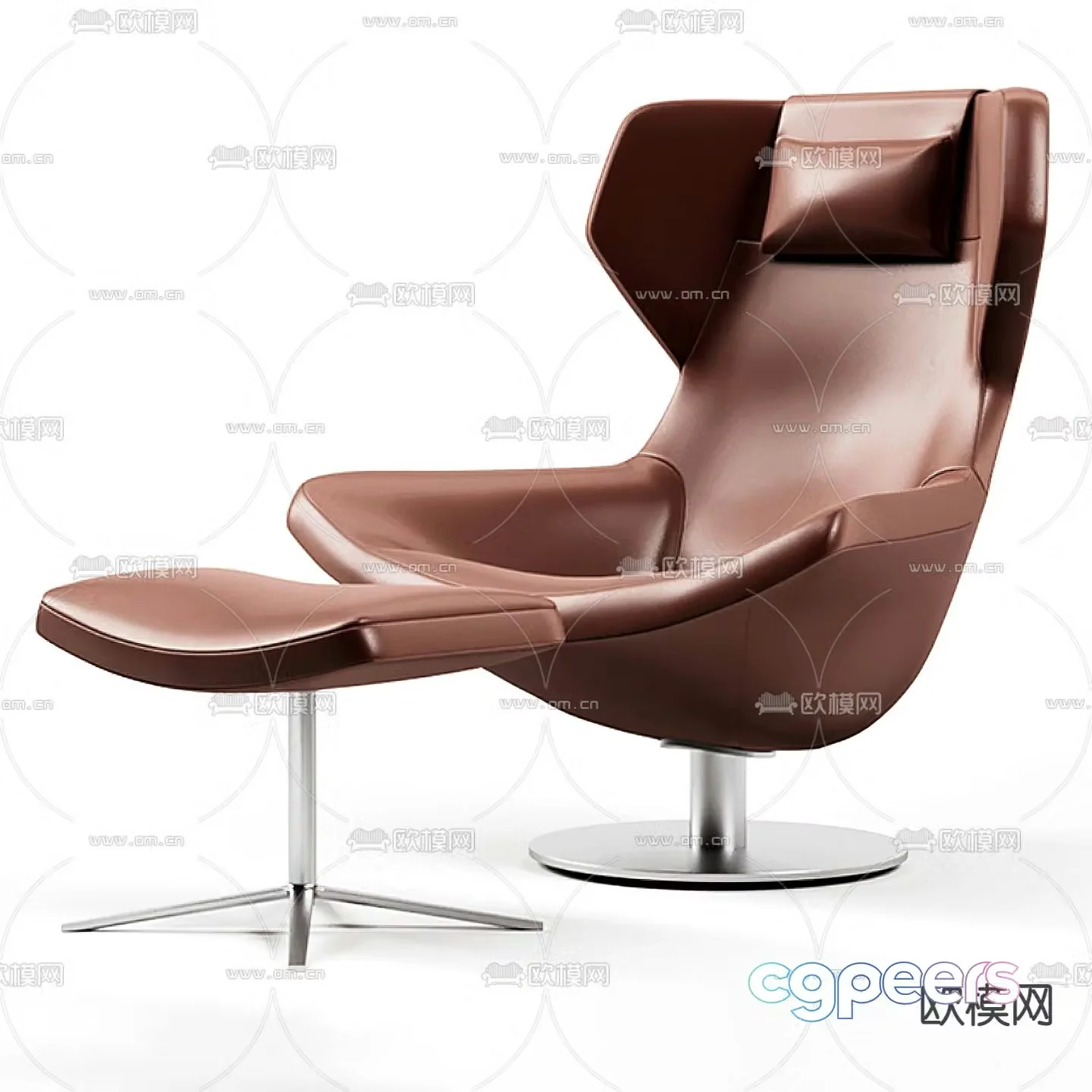 B&B italia modern leather lounge chair 3d model