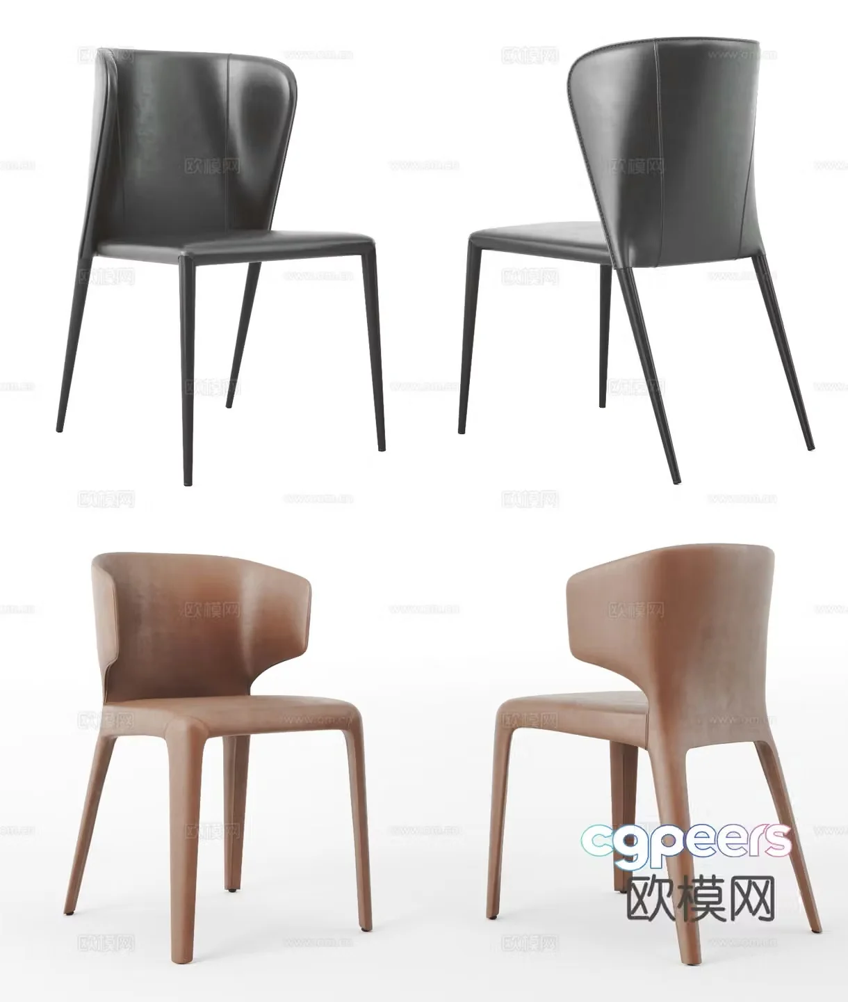 POLIFORM modern dining chair combination leather dining chair single chair leisure chair 3d model
