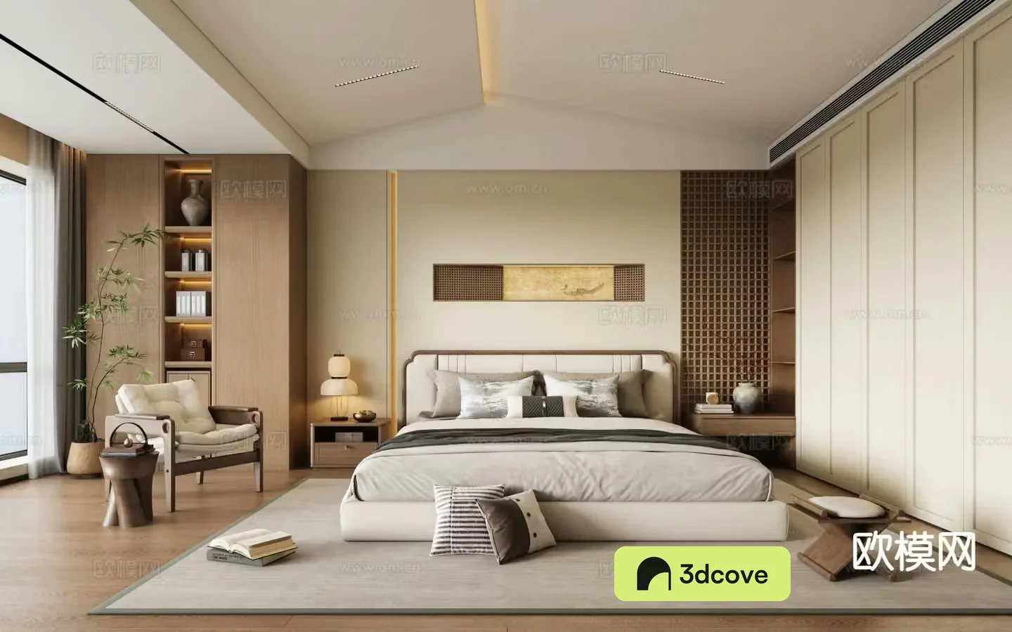 New Chinese style bedroom master bedroom Song’s aesthetic