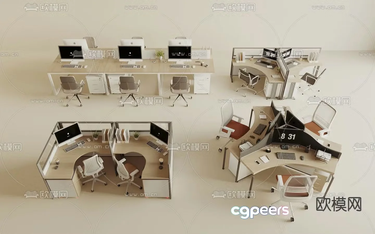 Office desk and chair office furniture 3d model