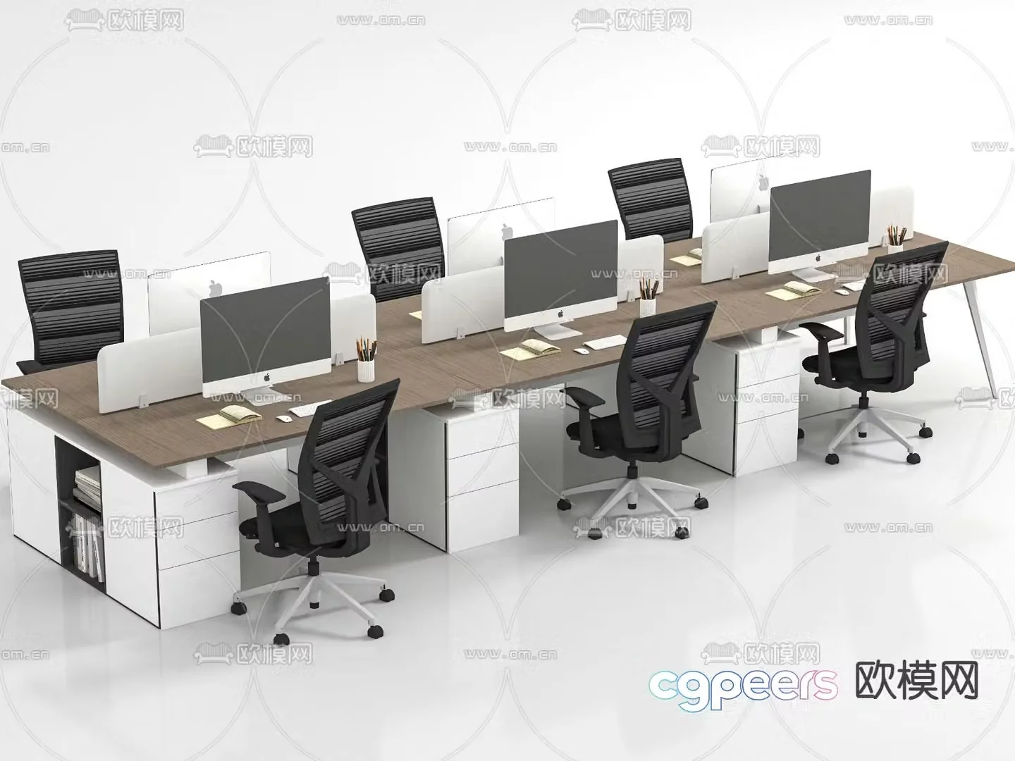 Card space desk staff table 3d model