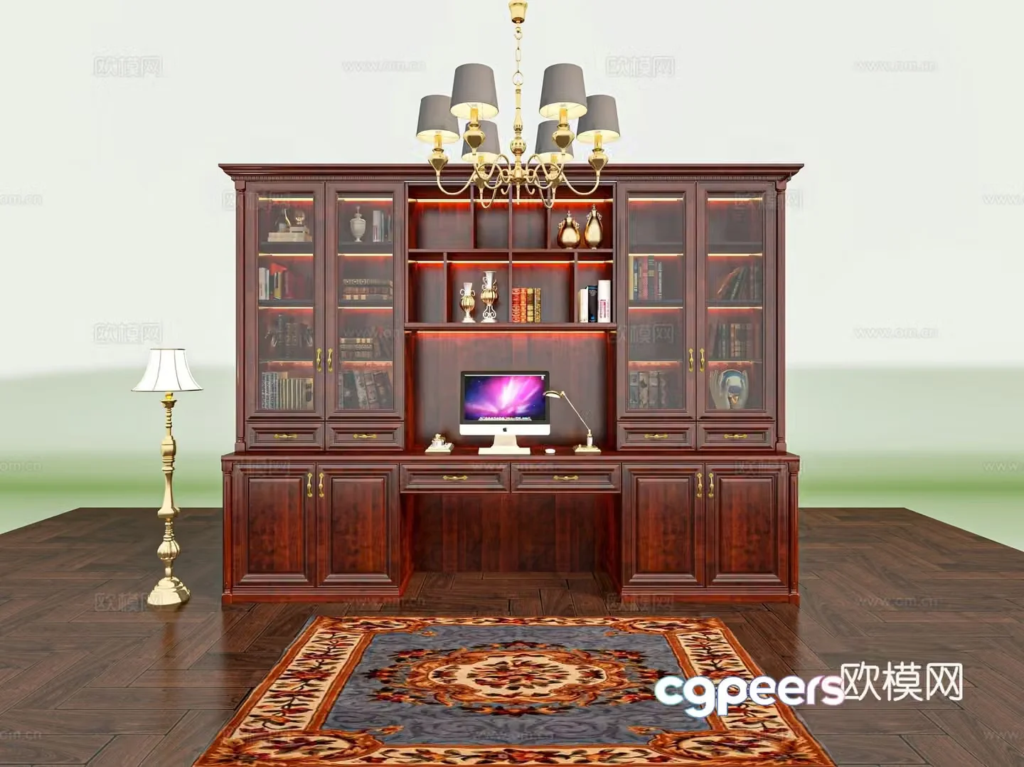 American bookcase 3d model