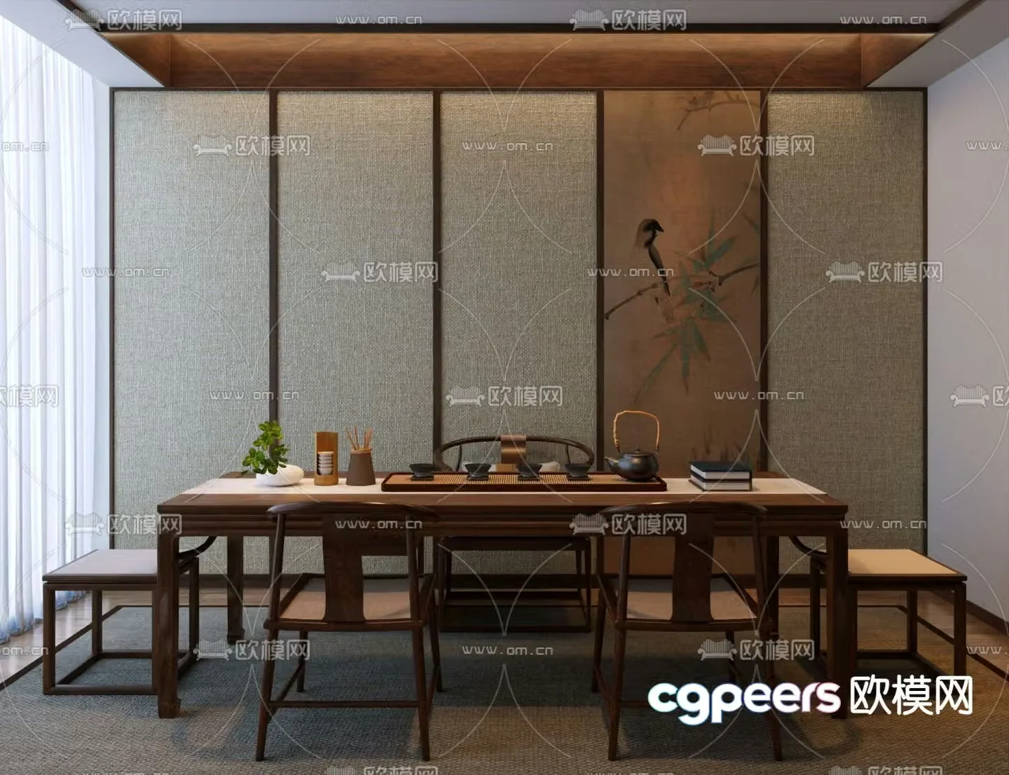 New Chinese style tea table tea table 3d model