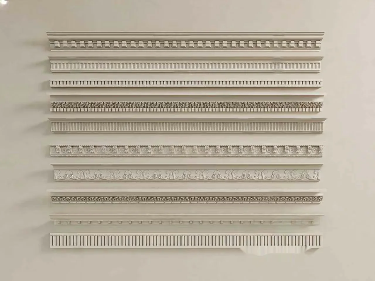 A Wall With White Decorative Molding 3D Model – 3638 – CORONA Render