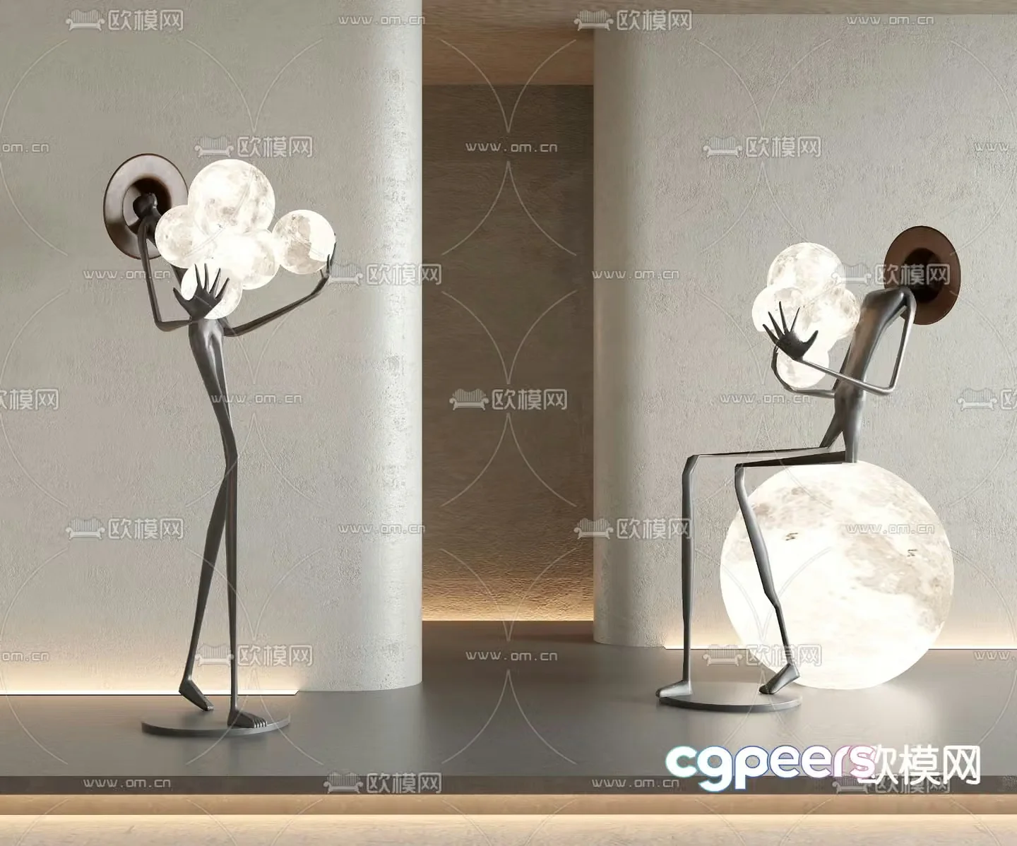 Character sculpture Human body sculpture Moon light 3d model
