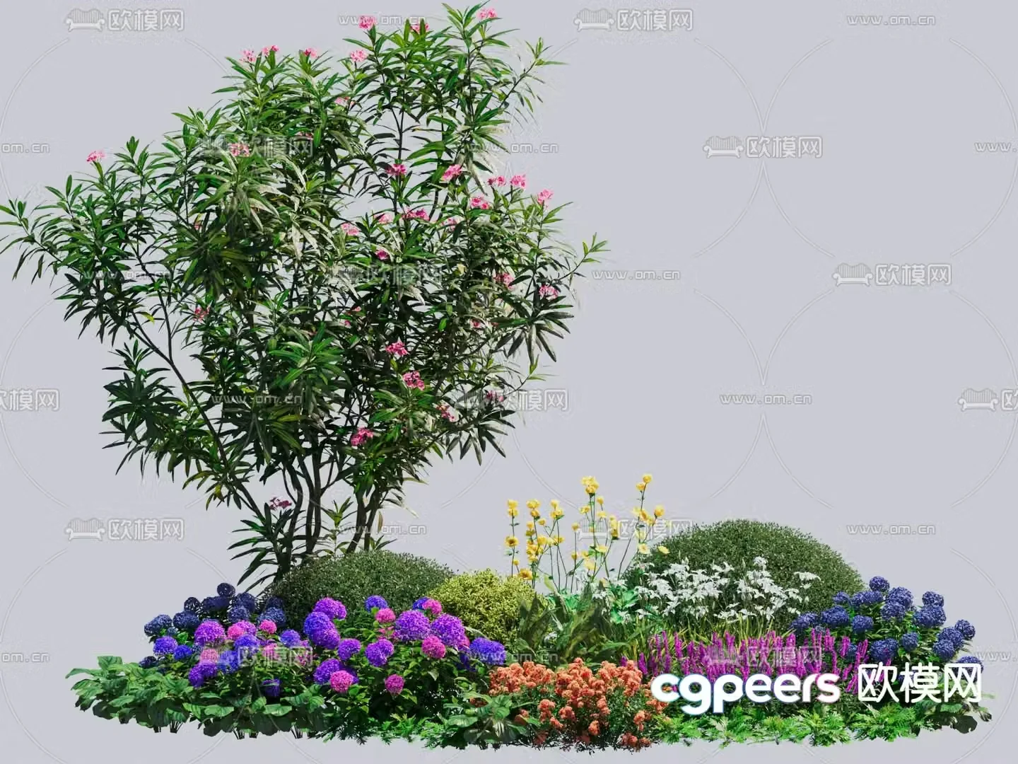 Shrubs flowers and plants pile 3d model
