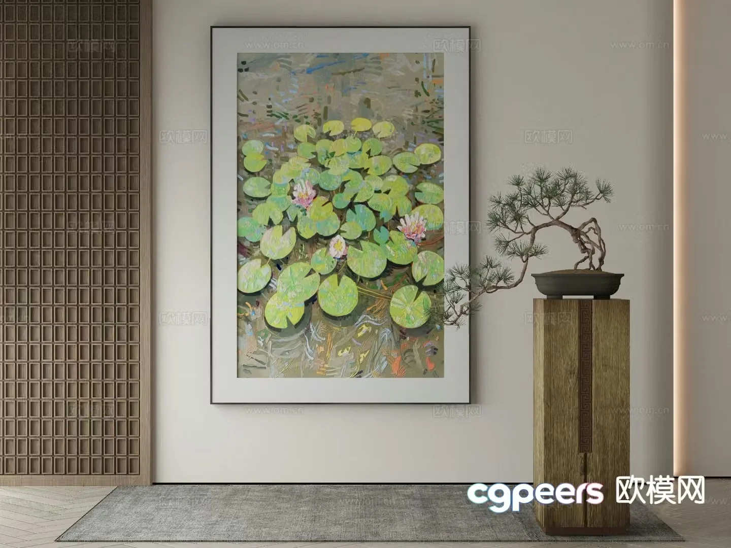 New Chinese style oil painting lotus painting decorative painting 3D model
