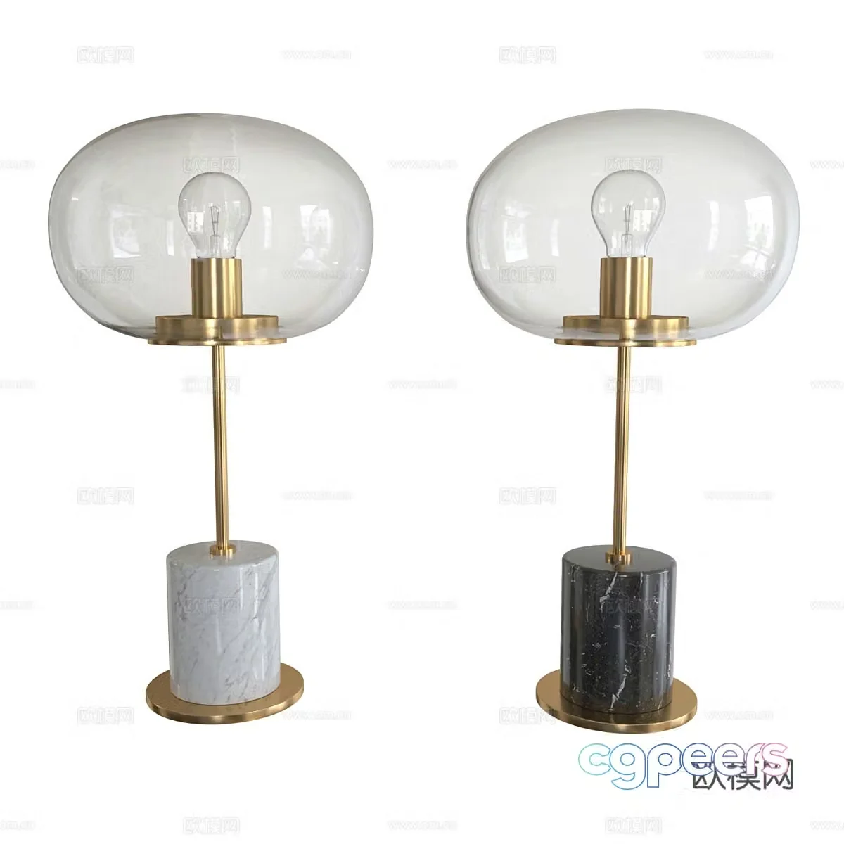 Modern light luxury marble glass table lamp 3d model