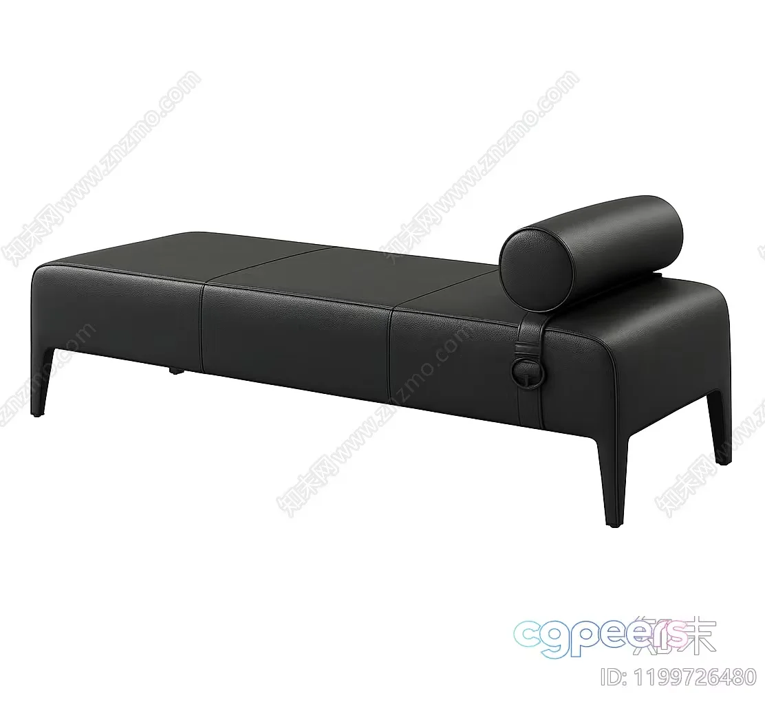 Black Leather Couch 3D Model – 10911 – VRAY Render