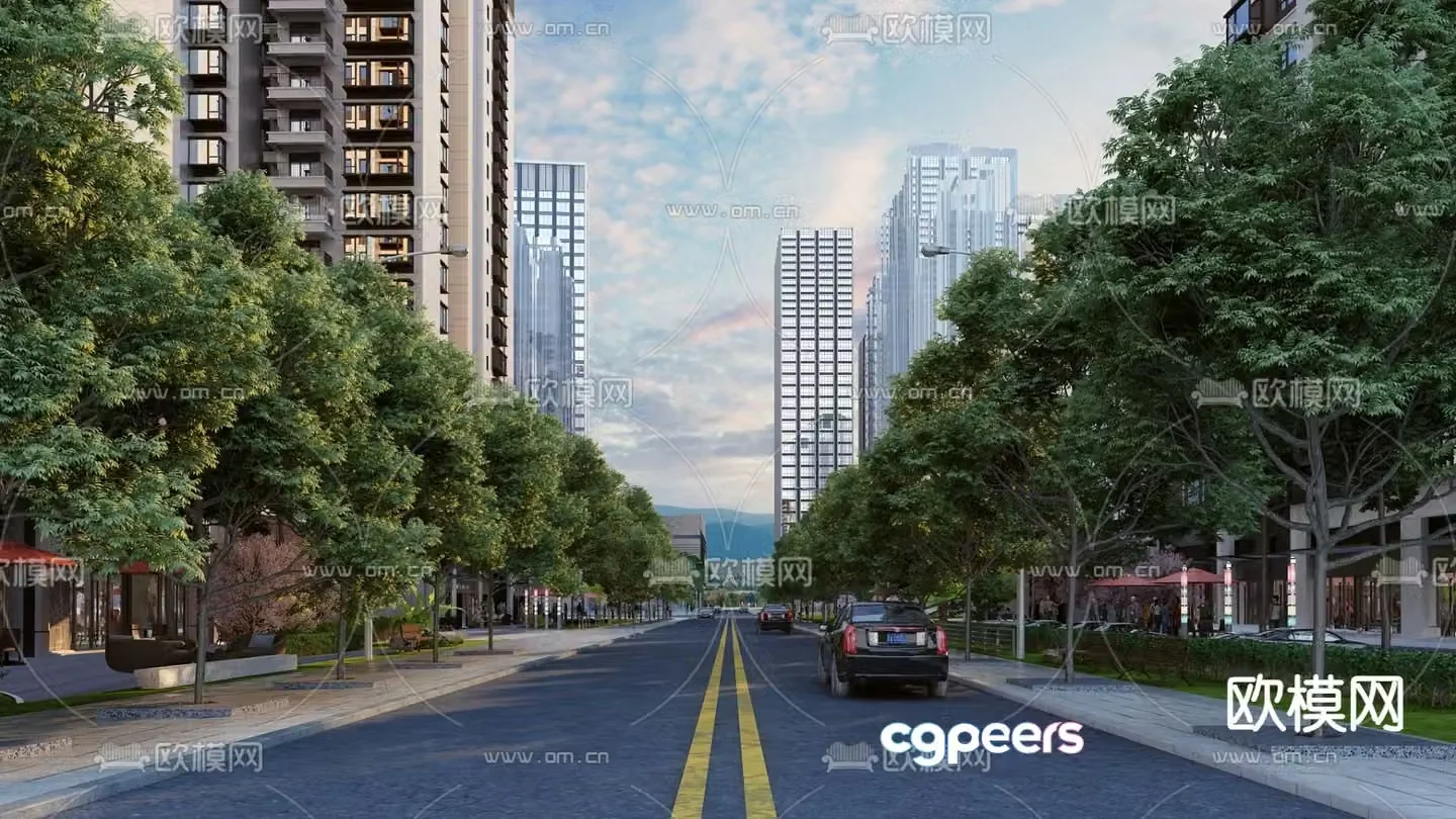 road landscape city street 3d model