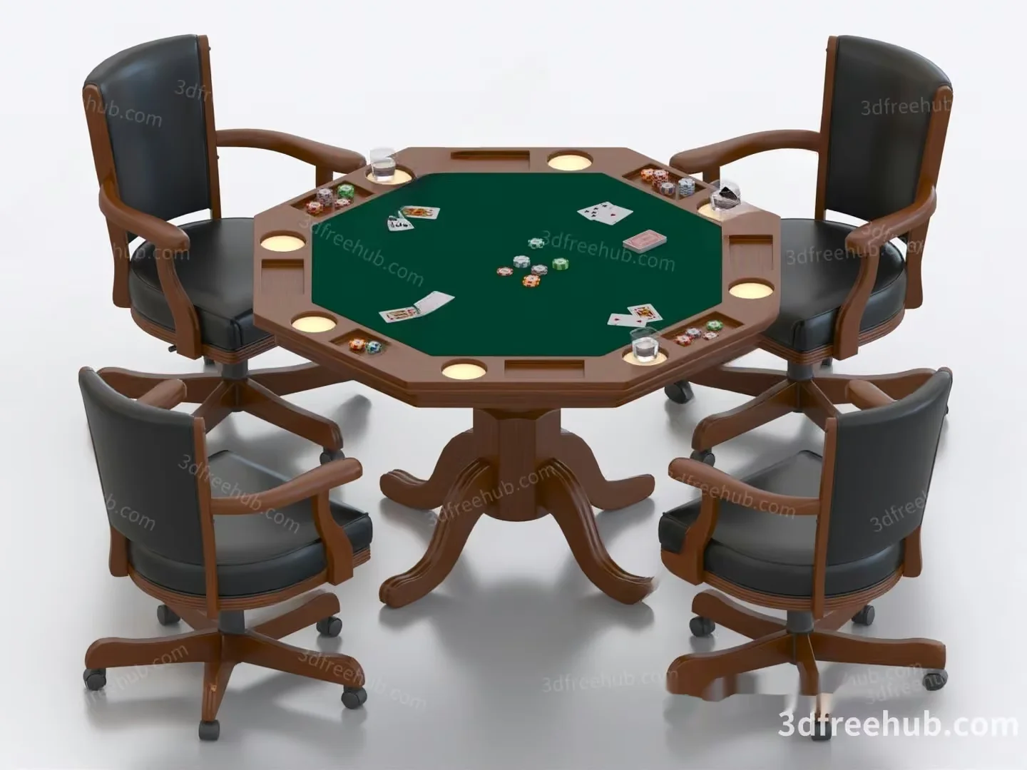 A Table With A Green Felt Surface 3D Model – 20789 – VRAY Render