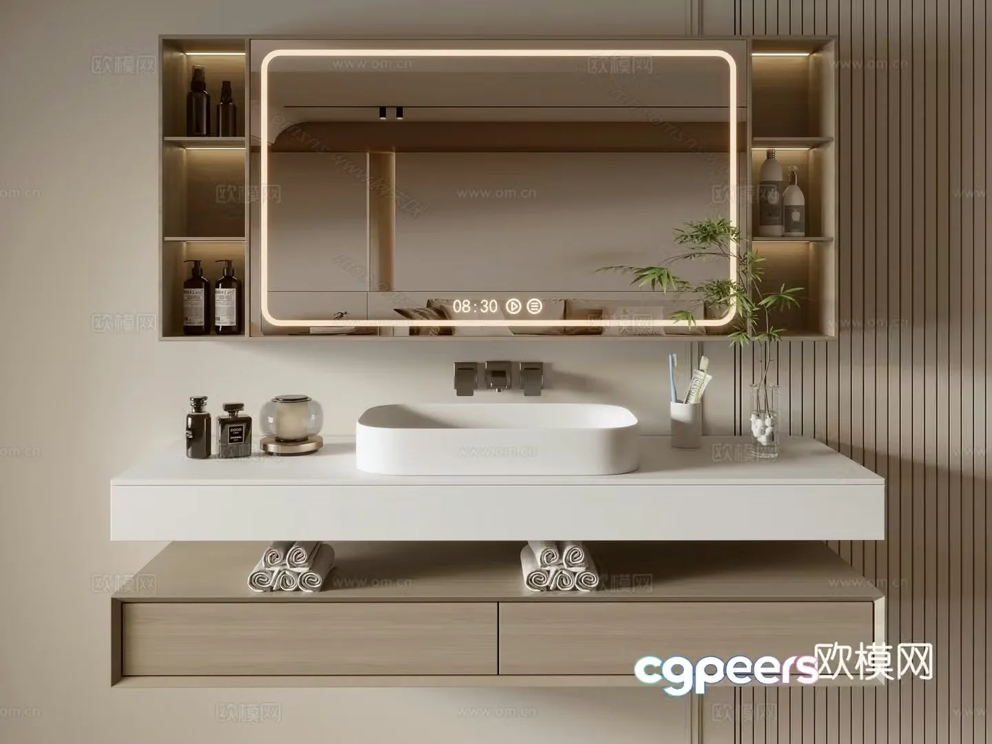 Modern bathroom cabinet bathroom basin bathroom ornaments mirror cabinet sink 3d model