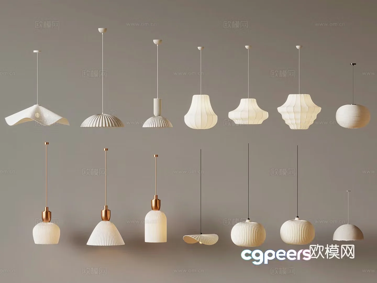 Creamy wind chandelier 3d model