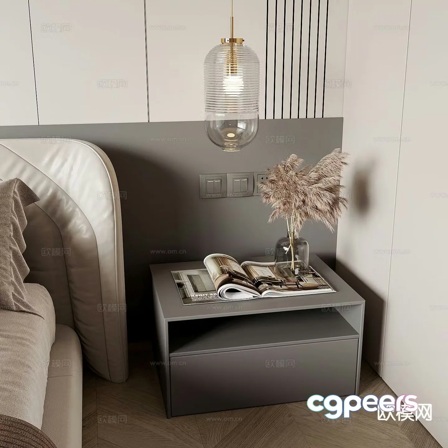Modern bedside table chandelier 3d model