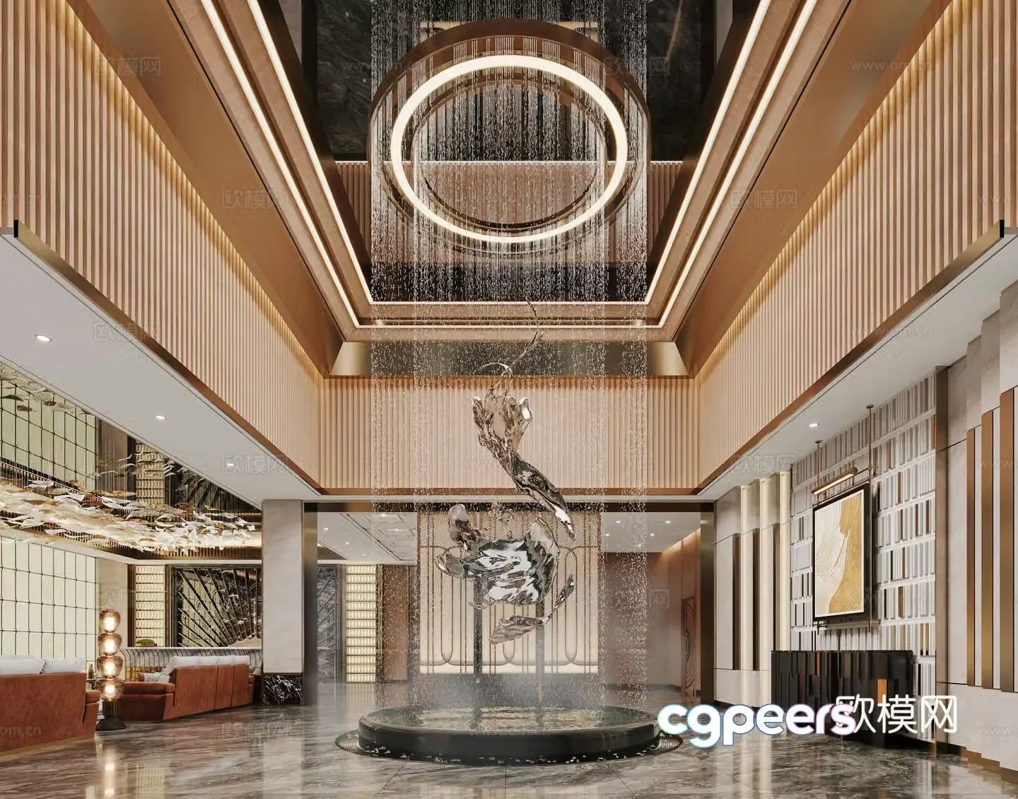 Light luxury hotel lobby 3D model