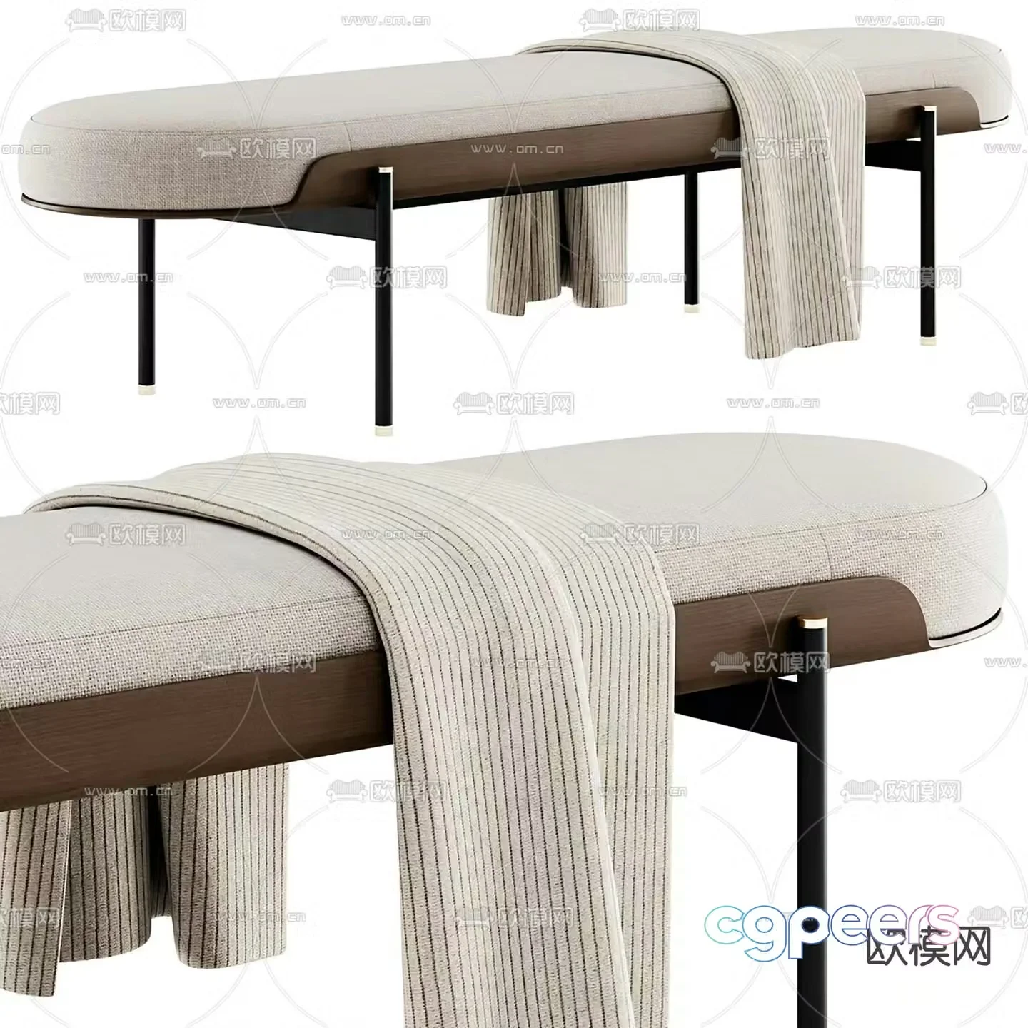 Bench bed end stool footrest 3d model