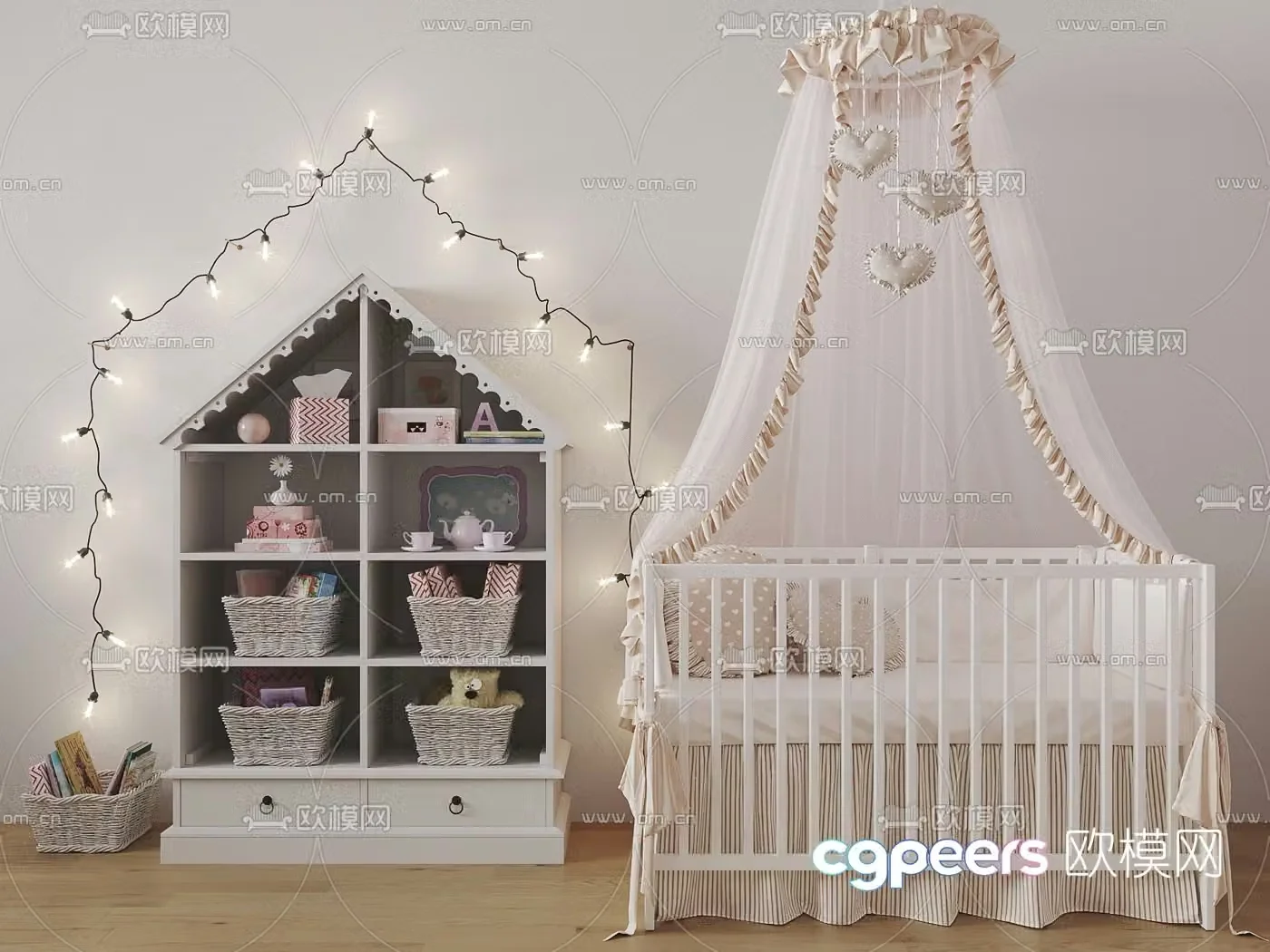 Modern children’s bed crib 3d model