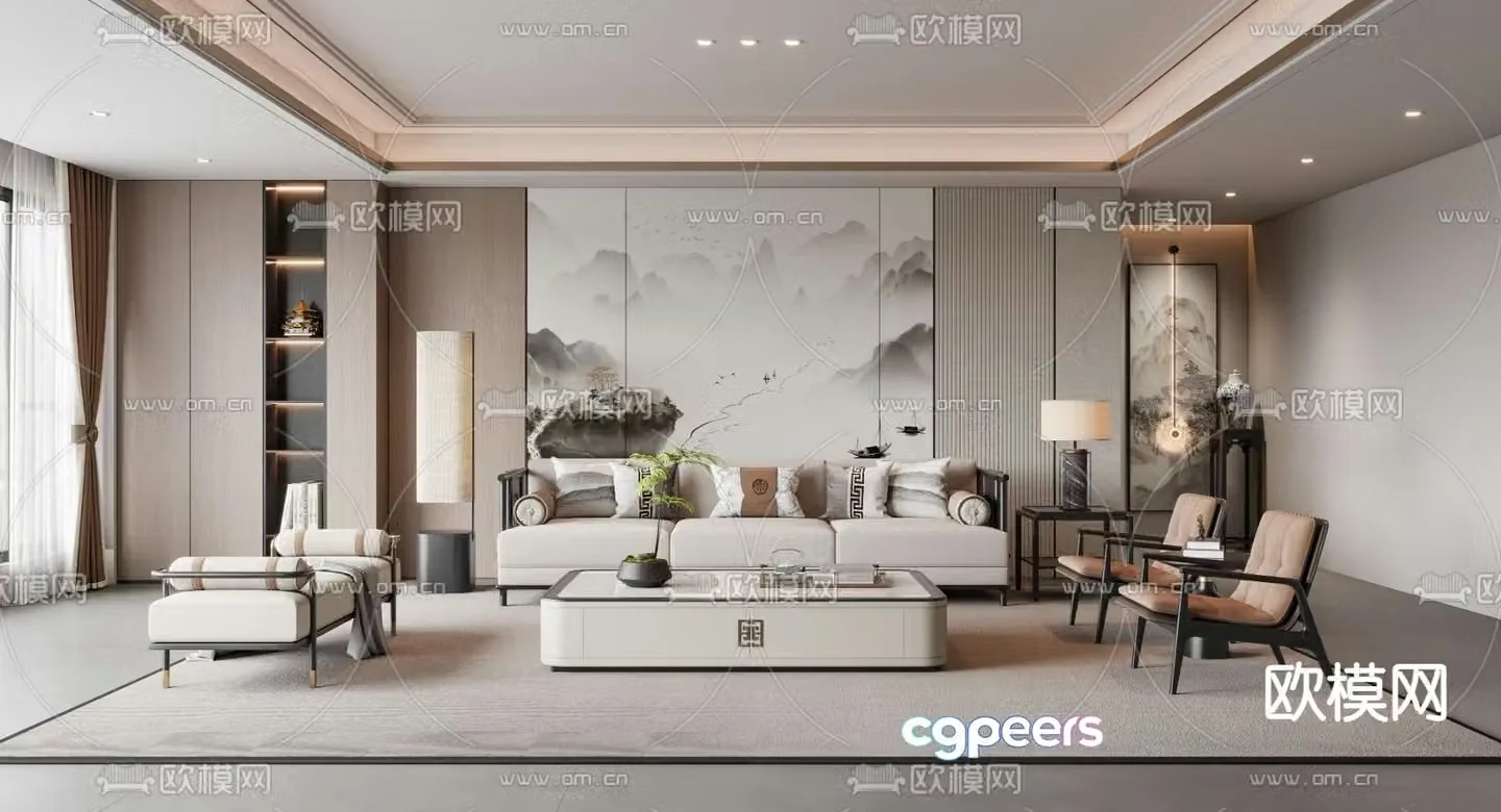 New Chinese living room 3D model