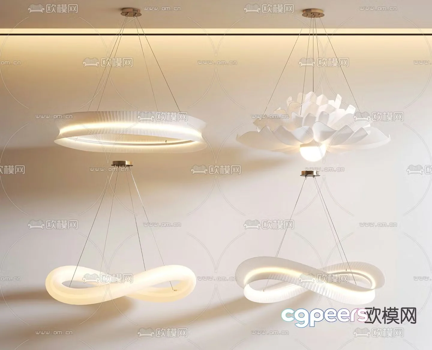 Cream style chandelier hall chandelier 3d model