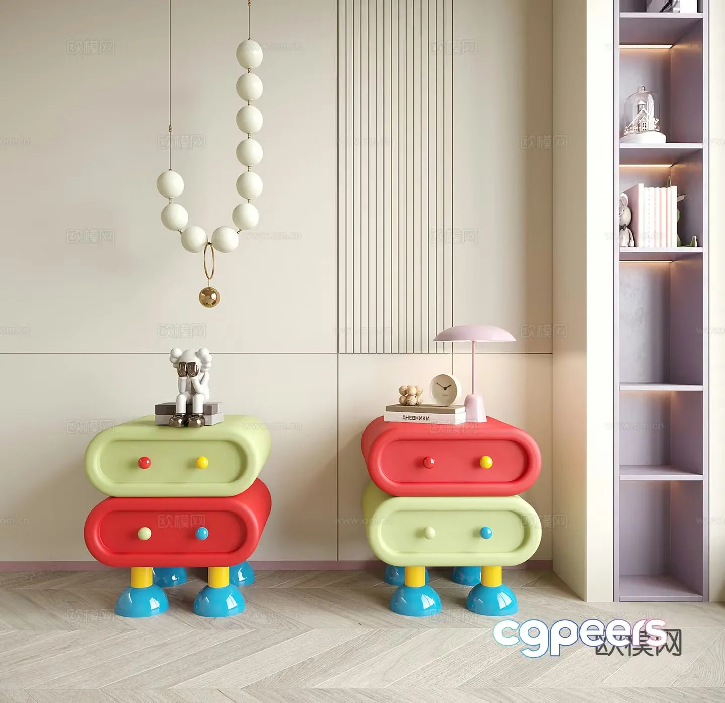 Modern children’s bedside table bedside chandelier 3d model
