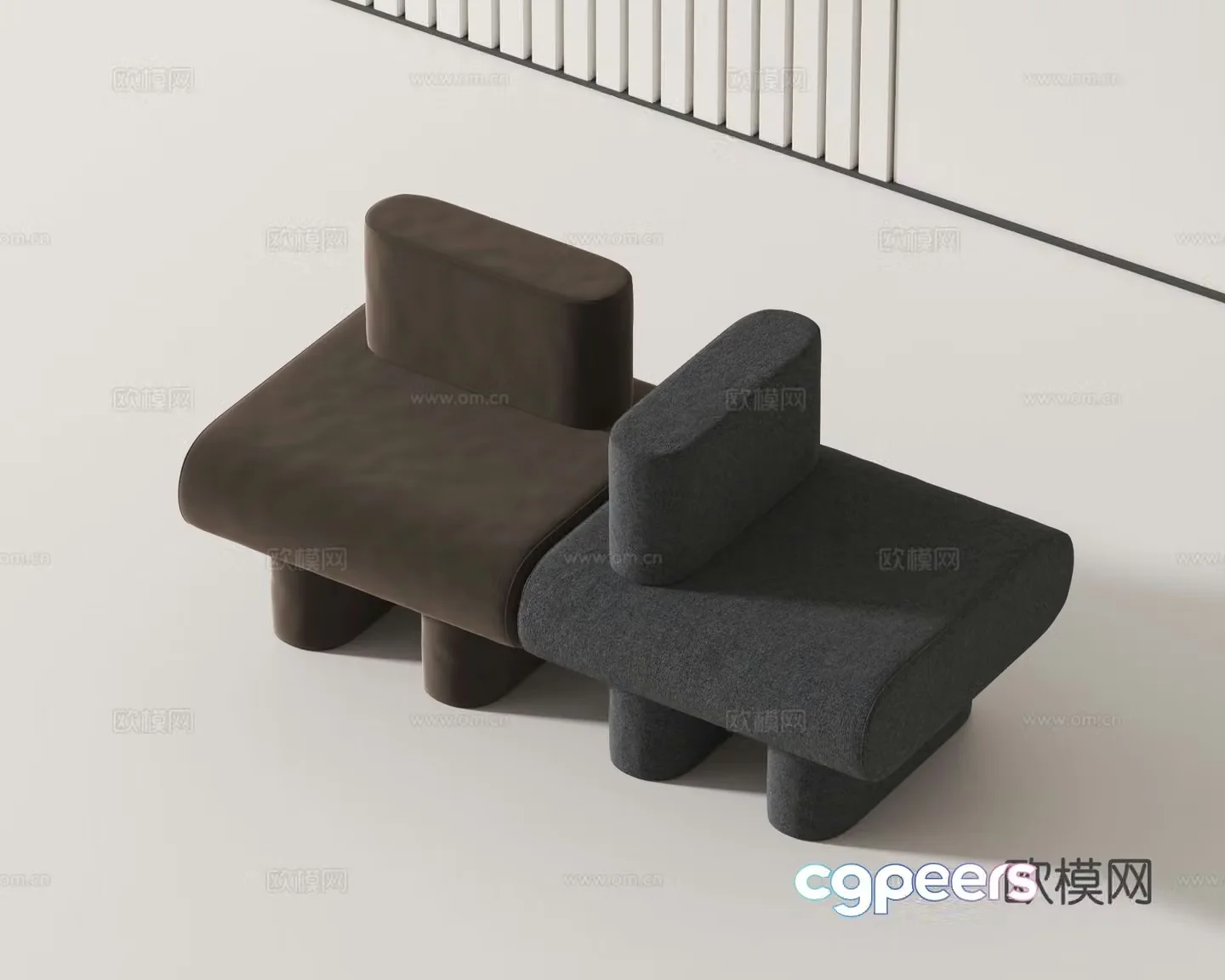 Modern double sofa module sofa 3d model