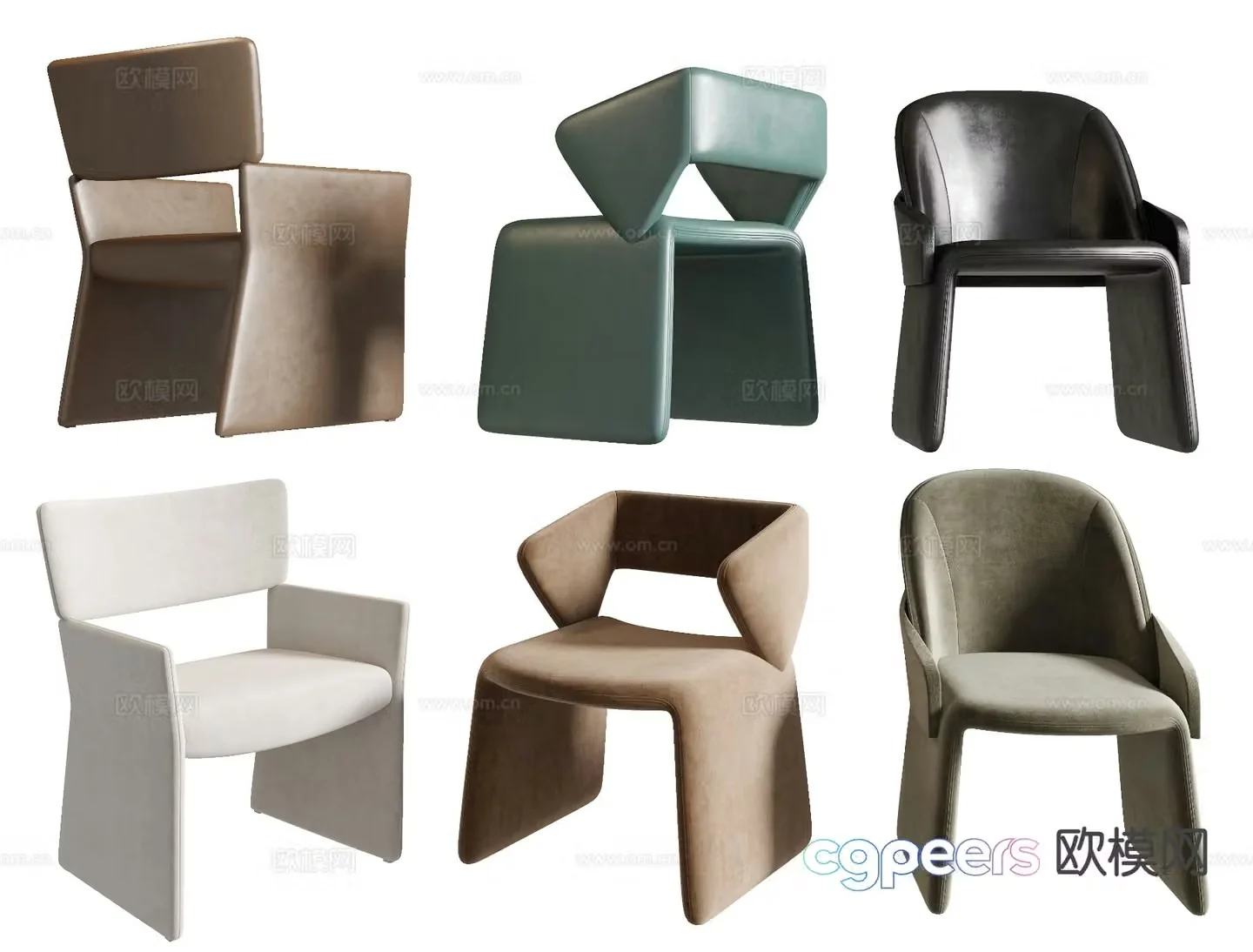 Modern single chair chair fabric chair 3d model