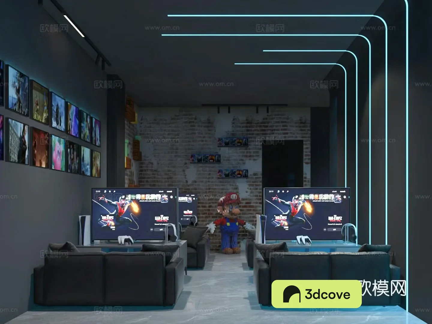 Modern entertainment console game experience hall