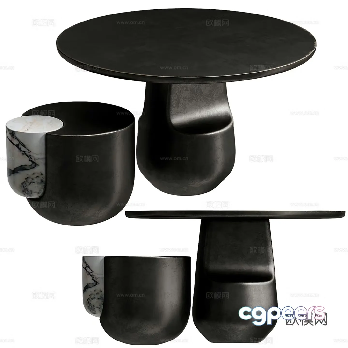 Medieval style mother-in-law coffee table 3D model