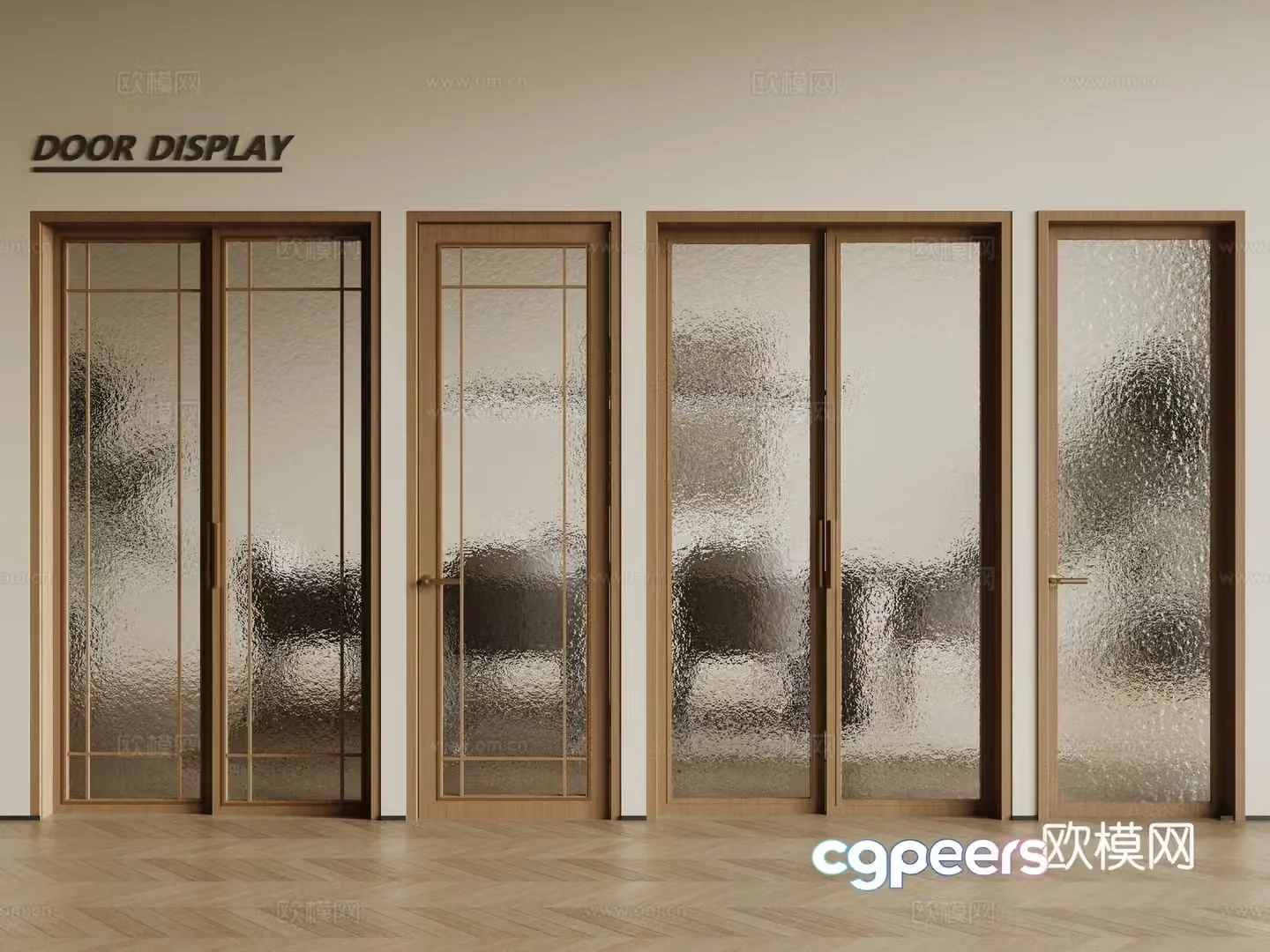 French glass door Changhong glass door French door combination 3D model
