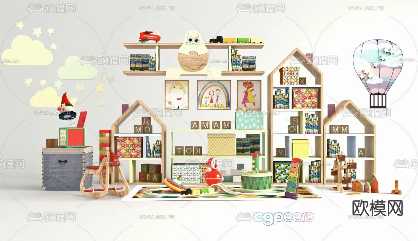 Modern children’s toy cabinet 3d model