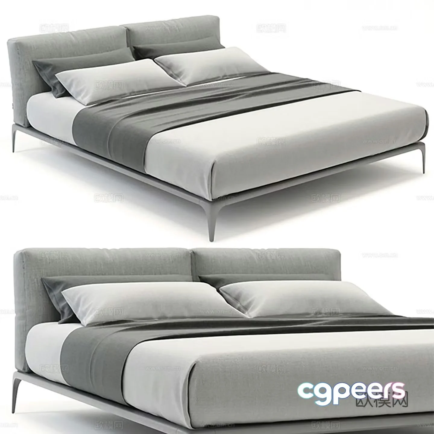 Modern double bed 3d model