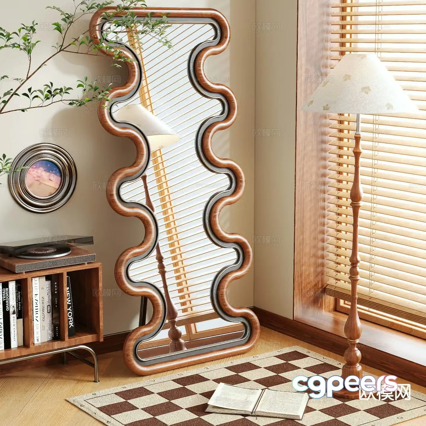 Medieval style mirror full-length mirror floor mirror 3D model