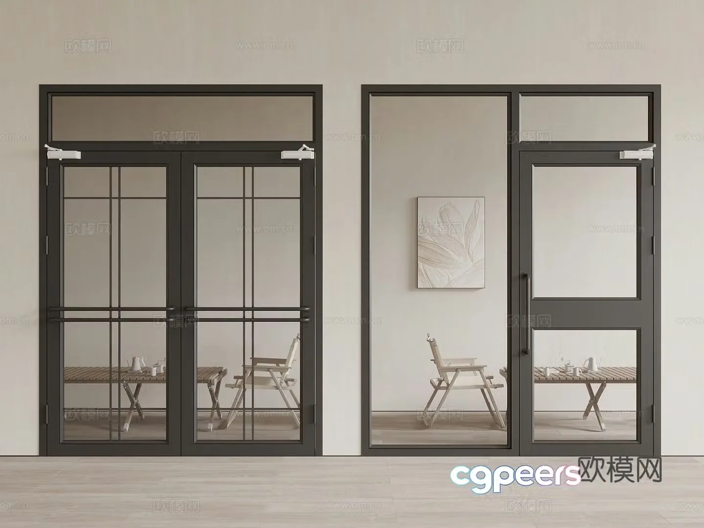 Modern Shop Shop KFC Door Glass Door Glass Double Open Glass Single Open 3D Model