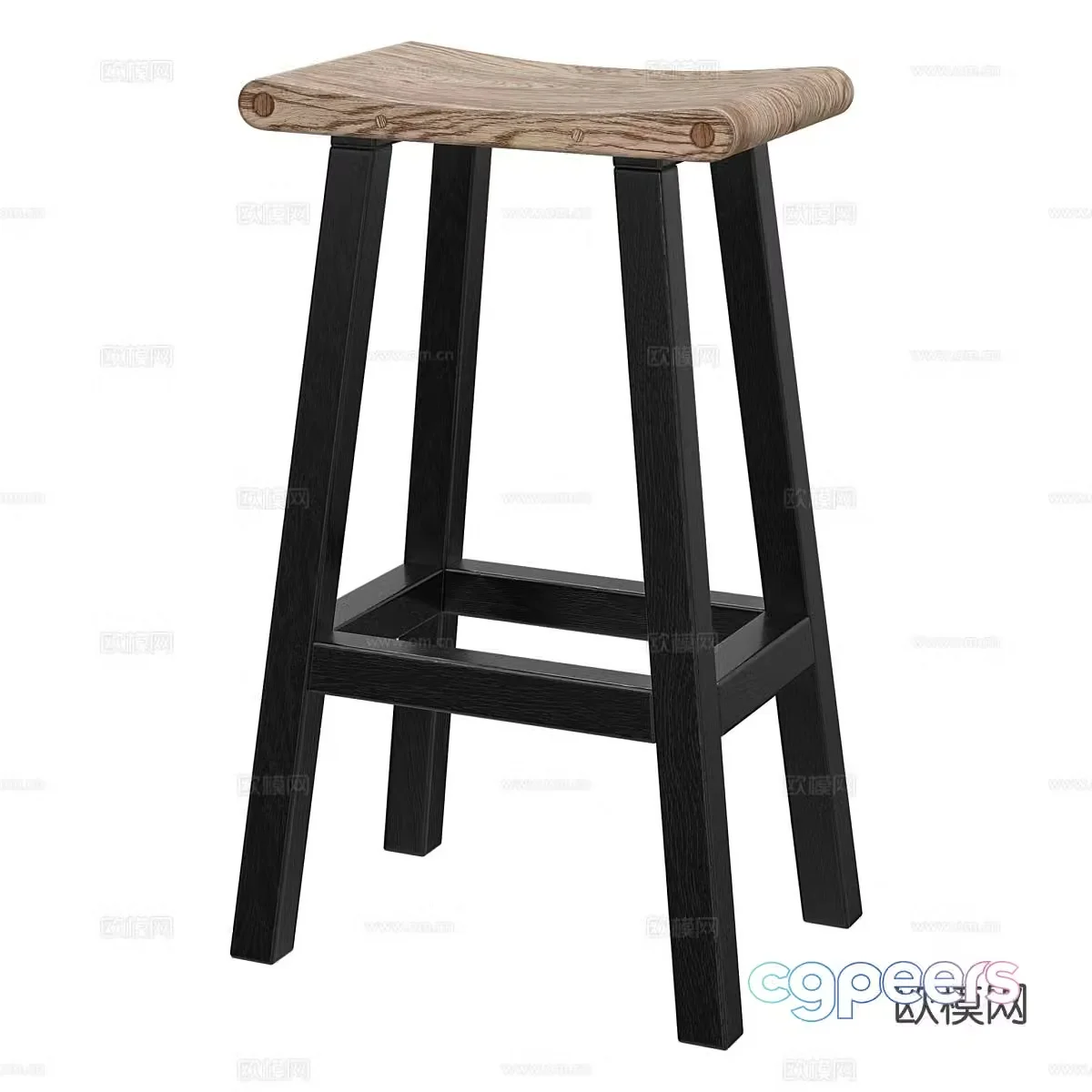 Modern Italian solid wood bar stool bar stool 3D model