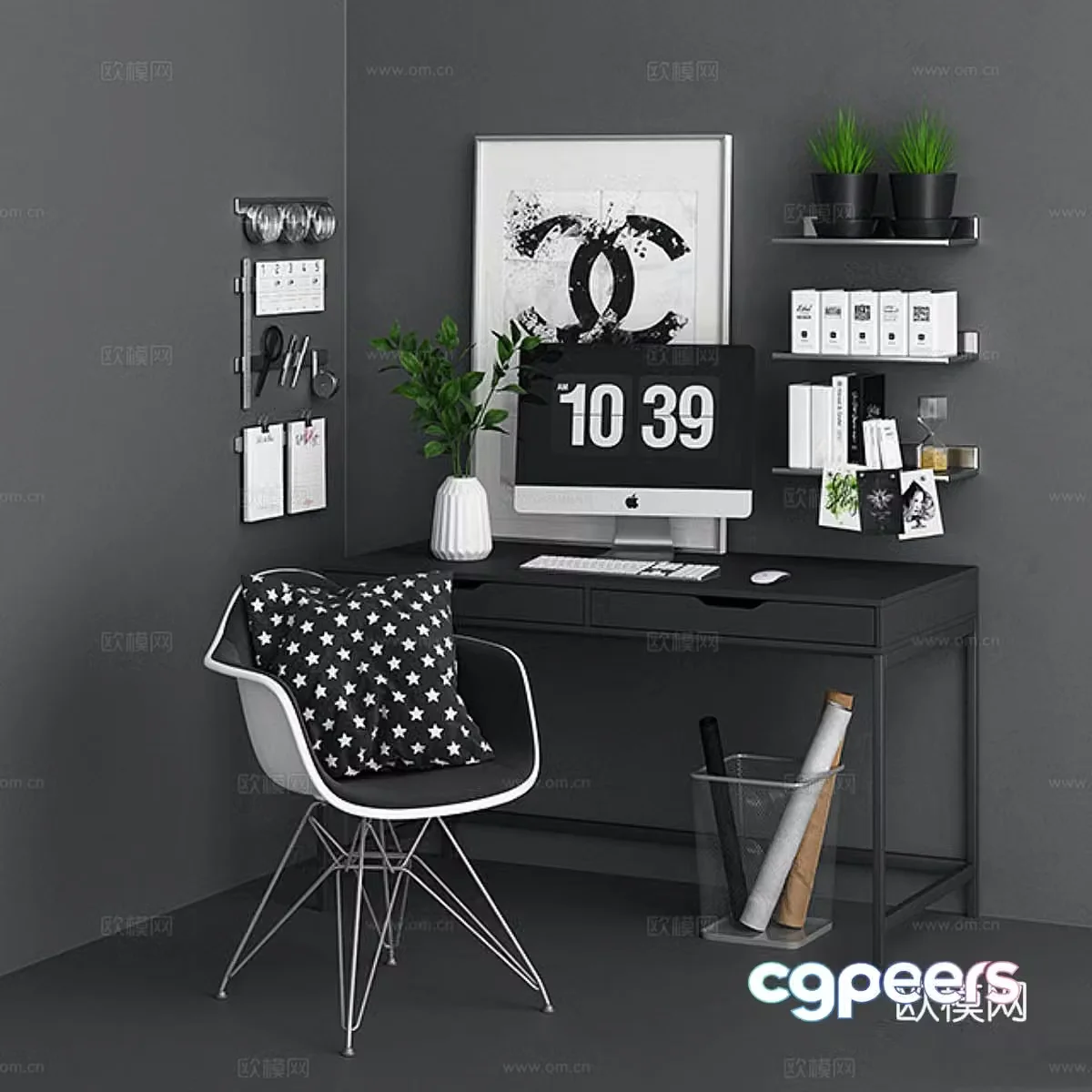 Study room office area 3d model