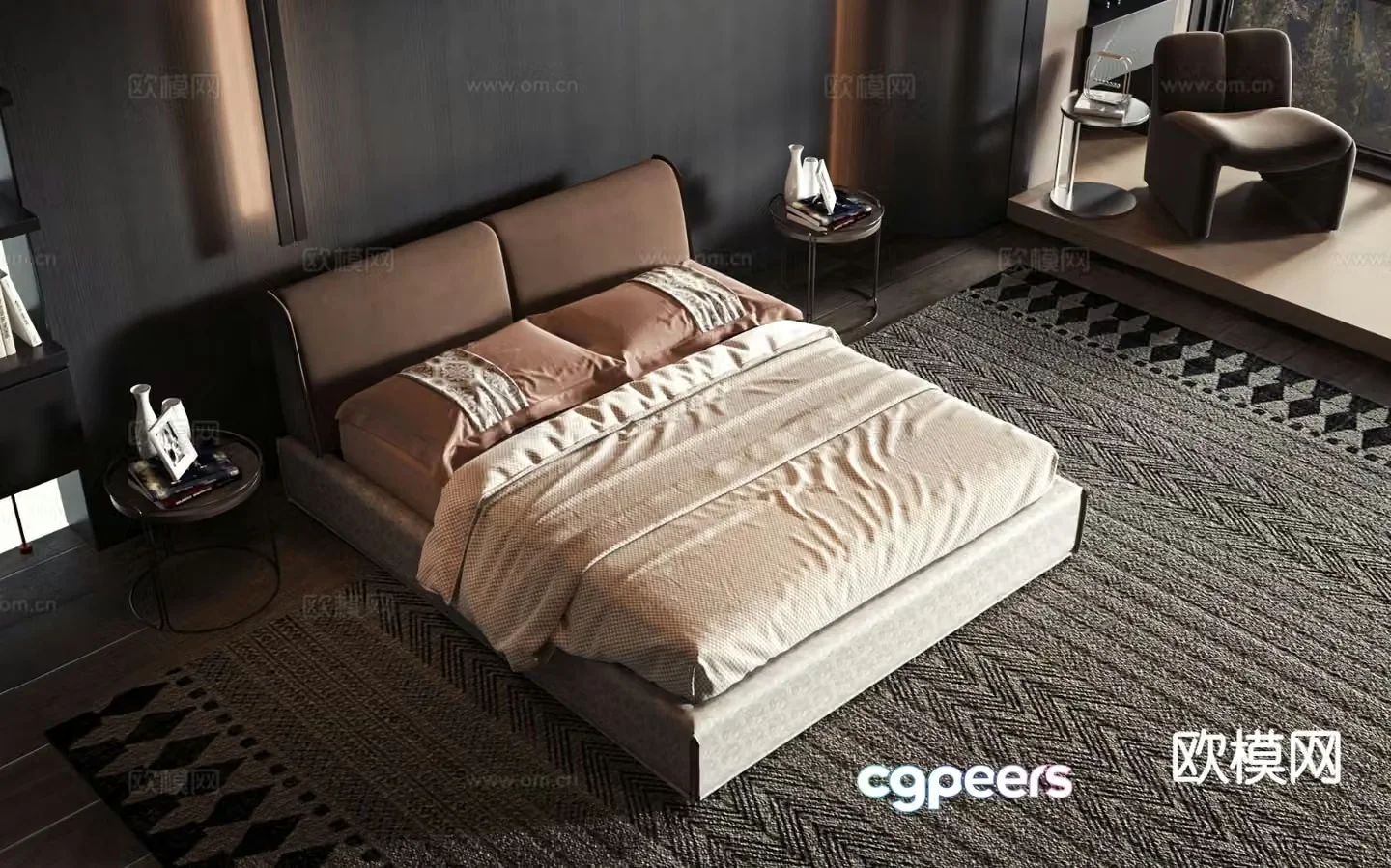 Modern double bed 3d model