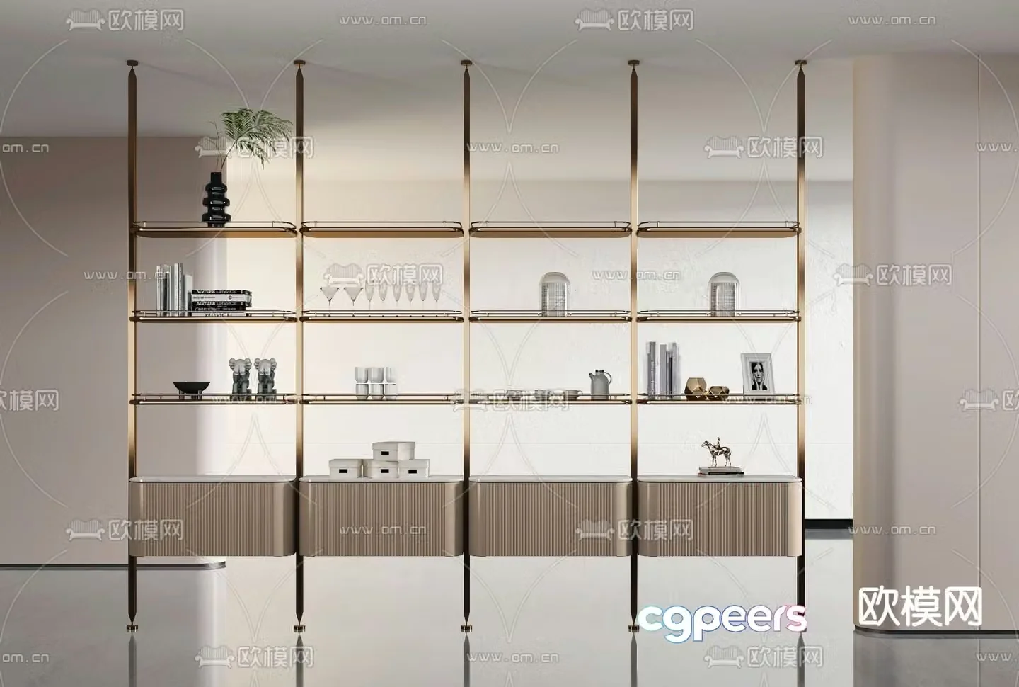 Metal storage rack display rack bookshelf 3d model